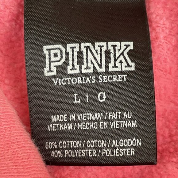 Victoria Secret Cowl Neck Sweatshirt  Women’s L Cropped Pink Pull Over Dog Logo - Picture 5 of 10
